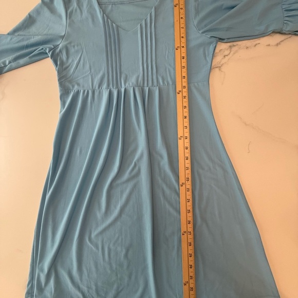 Ice Silk Blue Women's Dress ruffle sleeve dress. Size medium. - Picture 7 of 8